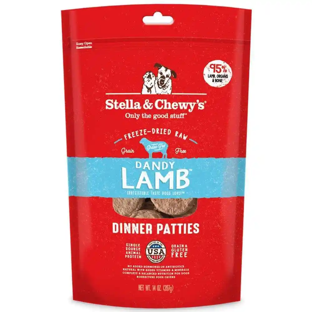 Stella & Chewy's Dinner Patties - Dandy Lamb - Grain Free - Freeze Dried Raw - Dog Food 14 oz.