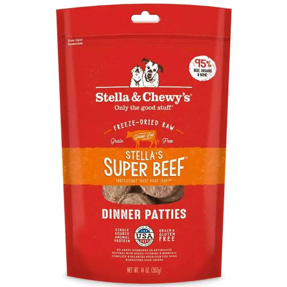 Dinner Patties Stella's Super Beef Grain Free Freeze Dried Raw Dog Food 25-oz