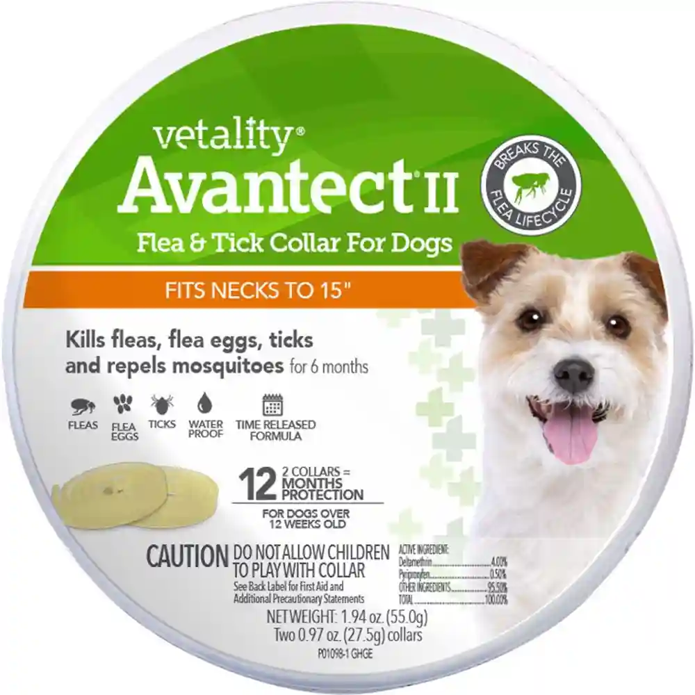 Vetality Avantect II - Flea & Tick Collar - Small Dog - up to 15 inch