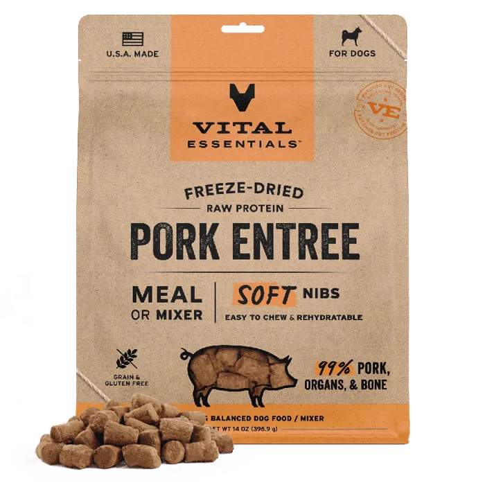 Vital Essentials Dog - Freeze Dried Soft Nibs Pork 14oz