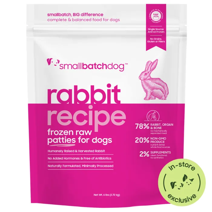 Small Batch rabbit recipe frozen raw patties 6 lb front