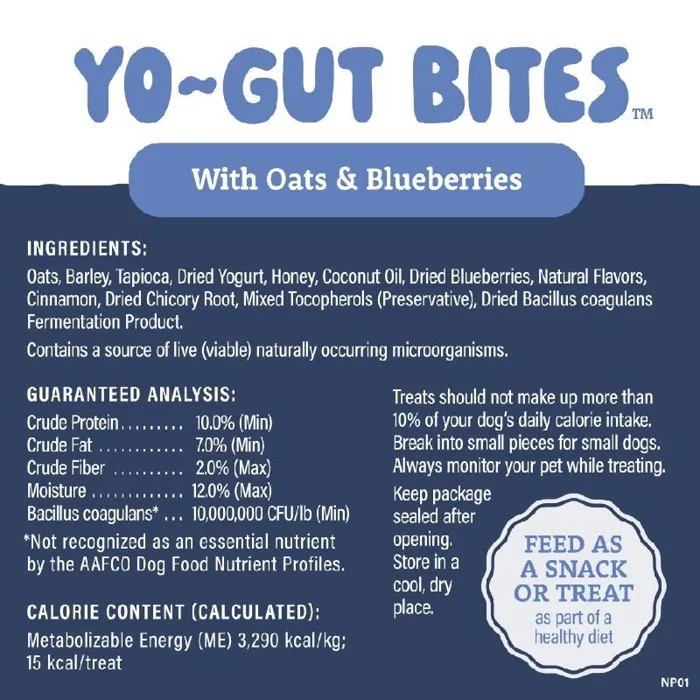 Yo-Gut Bites Oats & Bluebrries 4.5oz