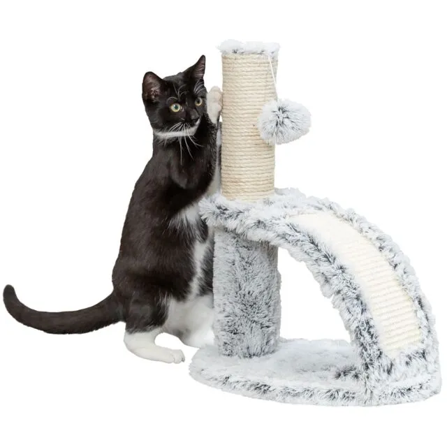 Trixie Winnie scratching post gray with cat lifestyle view