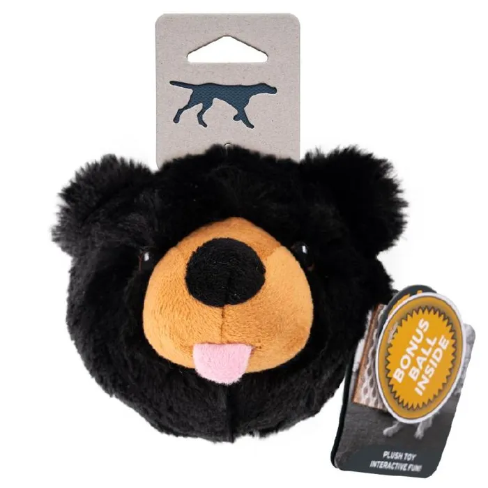 Tall Tails Dog Toy 2 In 1 Black Bear Head 4"
