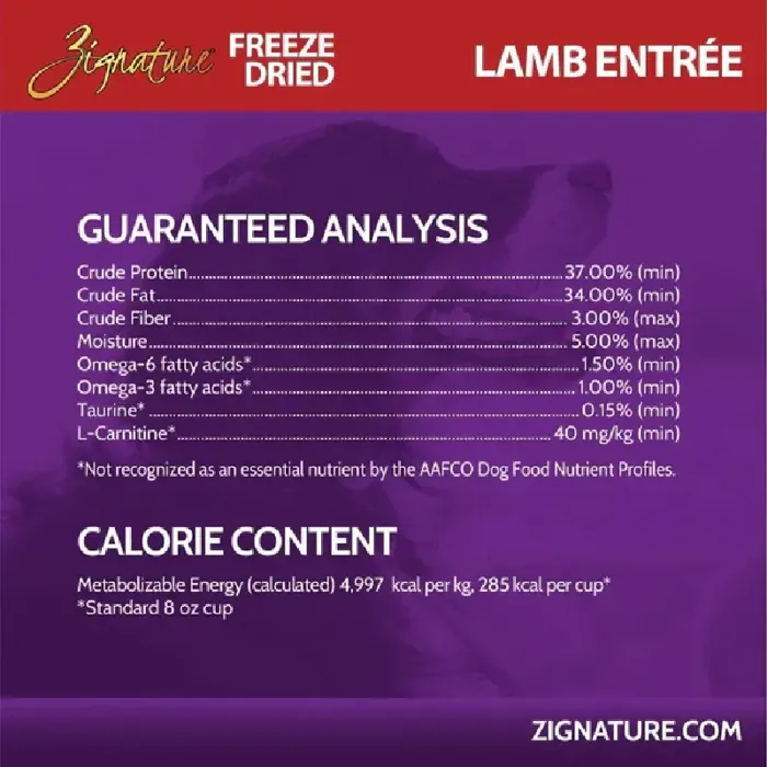 Zignature Freeze Dried Lamb Entrée 4 Oz