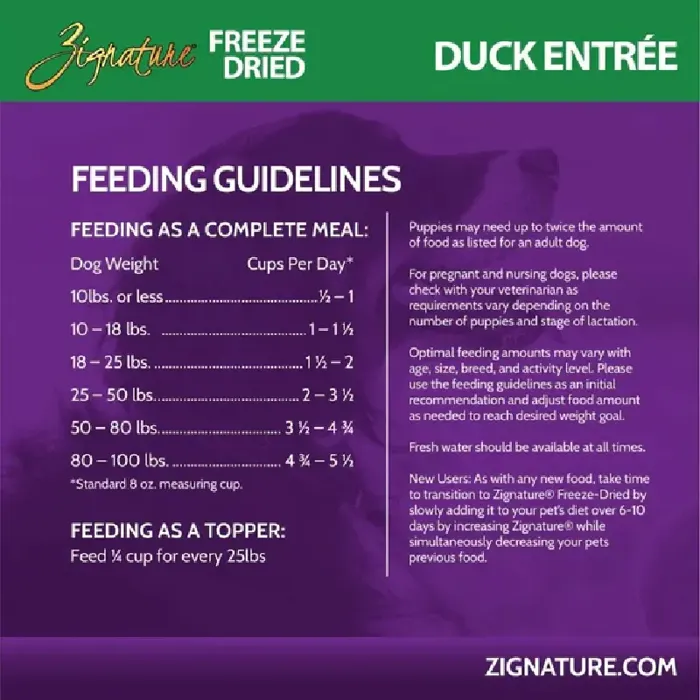 Zignature Freeze Dried Duck Entrée 4 Oz