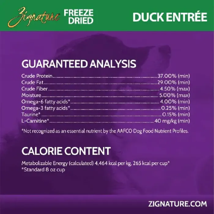 Zignature Freeze Dried Duck Entrée 4 Oz