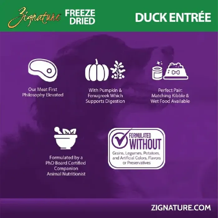 Zignature Freeze Dried Duck Entrée 4 Oz