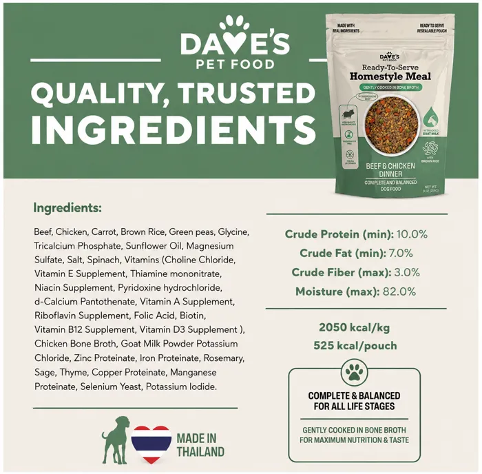 Dave's Beef & Chicken Brown Rice 9-oz ingredient details