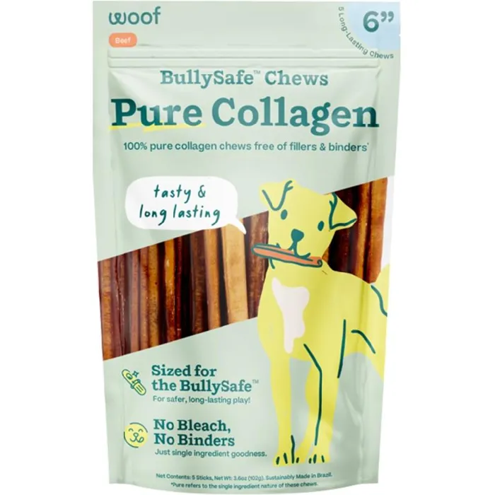 Woof Bullysafe Pure Collagen Dog Chews 6-in 5-ct
