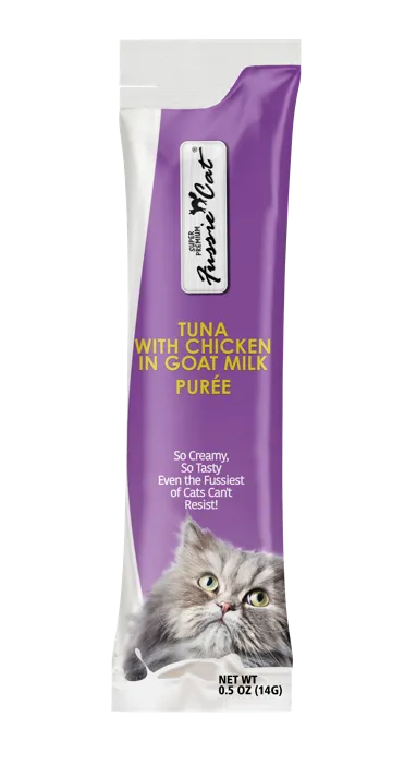 Fussie Cat Tuna with Chicken Goat Milk Purée tube, 0.5 oz