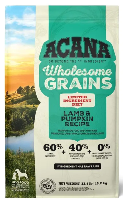 Acana Wholesome Grains Lamb & Pumpkin Dry Dog Food 22.5-lb