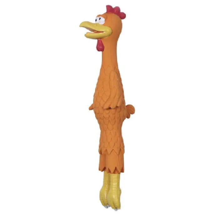 Latex Rooster Dog Toy - Orange 15"