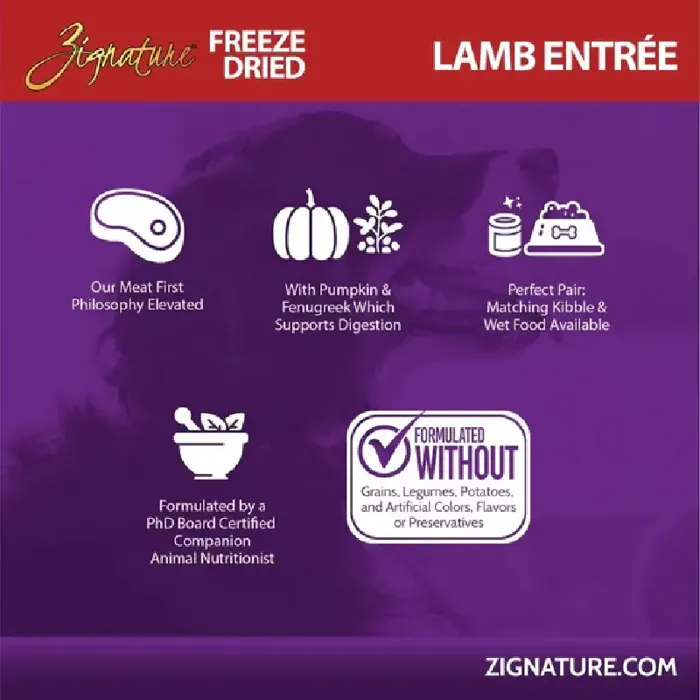 Zignature Freeze Dried Lamb Entrée 4 Oz