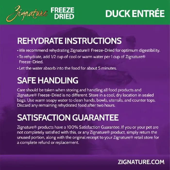 Zignature Freeze Dried Duck Entrée 4 Oz