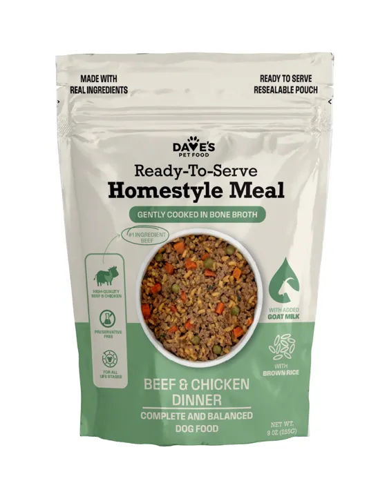 Dave's Beef & Chicken Brown Rice 9-oz pouch front