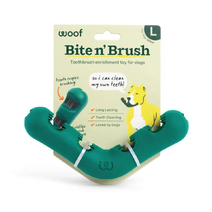 Woof Dog Toy Bite-N-Brush Large