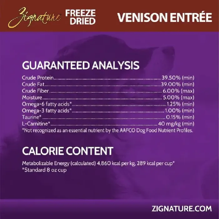 Zignature Freeze Dried Venison Entrée 4 Oz