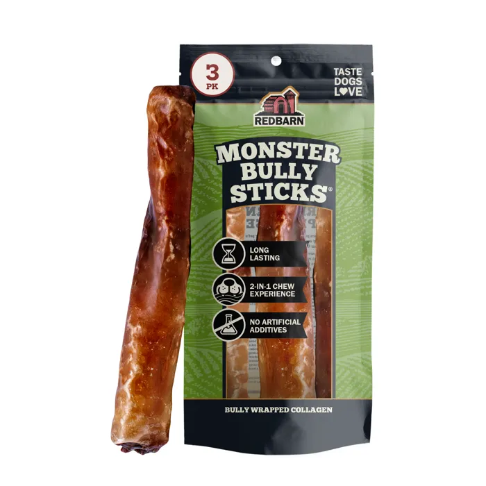 Redbarn Monster Bully Wrapped Collagen XL three-pack