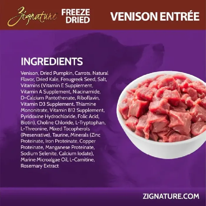 Zignature Freeze Dried Venison Entrée 4 Oz