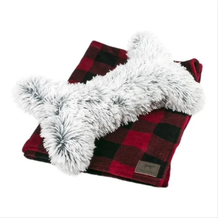 Tall Tails Blanket Bone Gift Set Plaid 30x40