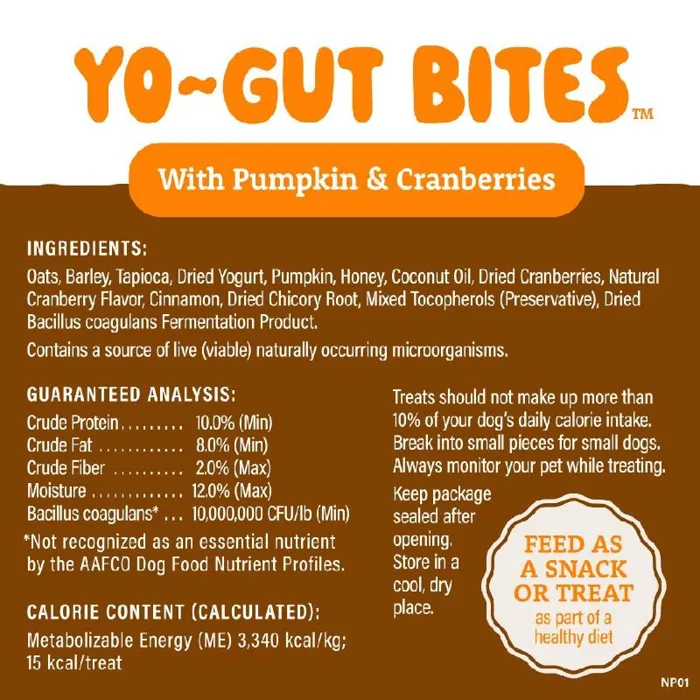 Yo-Gut Bites Pumpkin & Cranberries 4.5oz