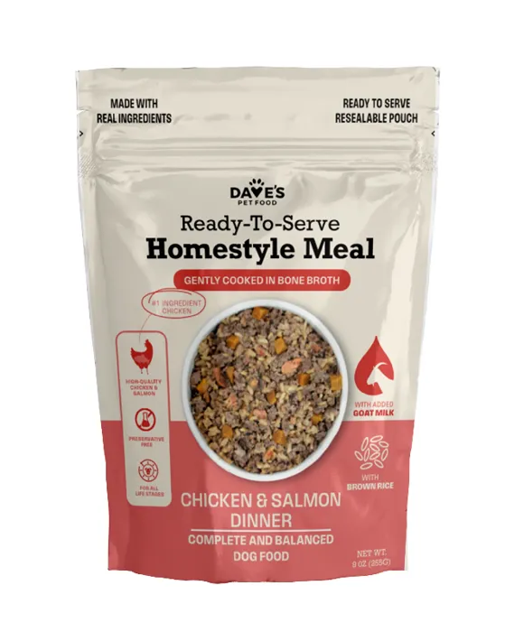 Dave's Dog Wet Homestyle Chic Salm & Brn Rice Pch